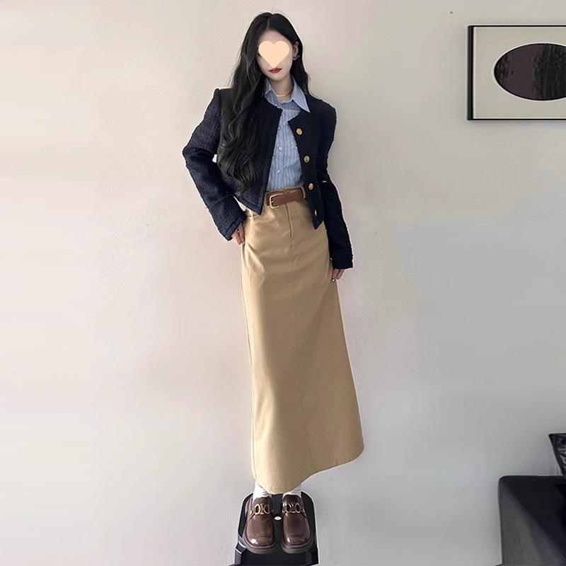 轻熟活泼减龄外套衬衫半身裙三件套装女新款秋冬装搭配一整套|undefined