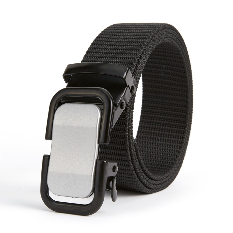 帆布皮带男士自动扣腰带中青年商务休闲百搭韩版潮流学生军训腰带