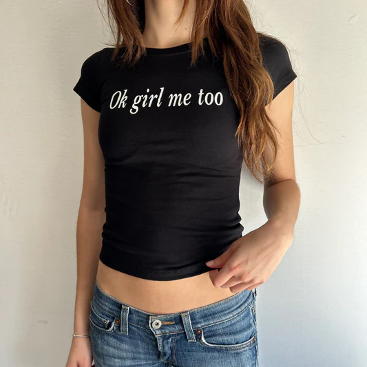 girlsroom アメリカの女性の夏の新しいレタープリントタイトなホットガールへそラウンドネックイン半袖 T シャツ|undefined