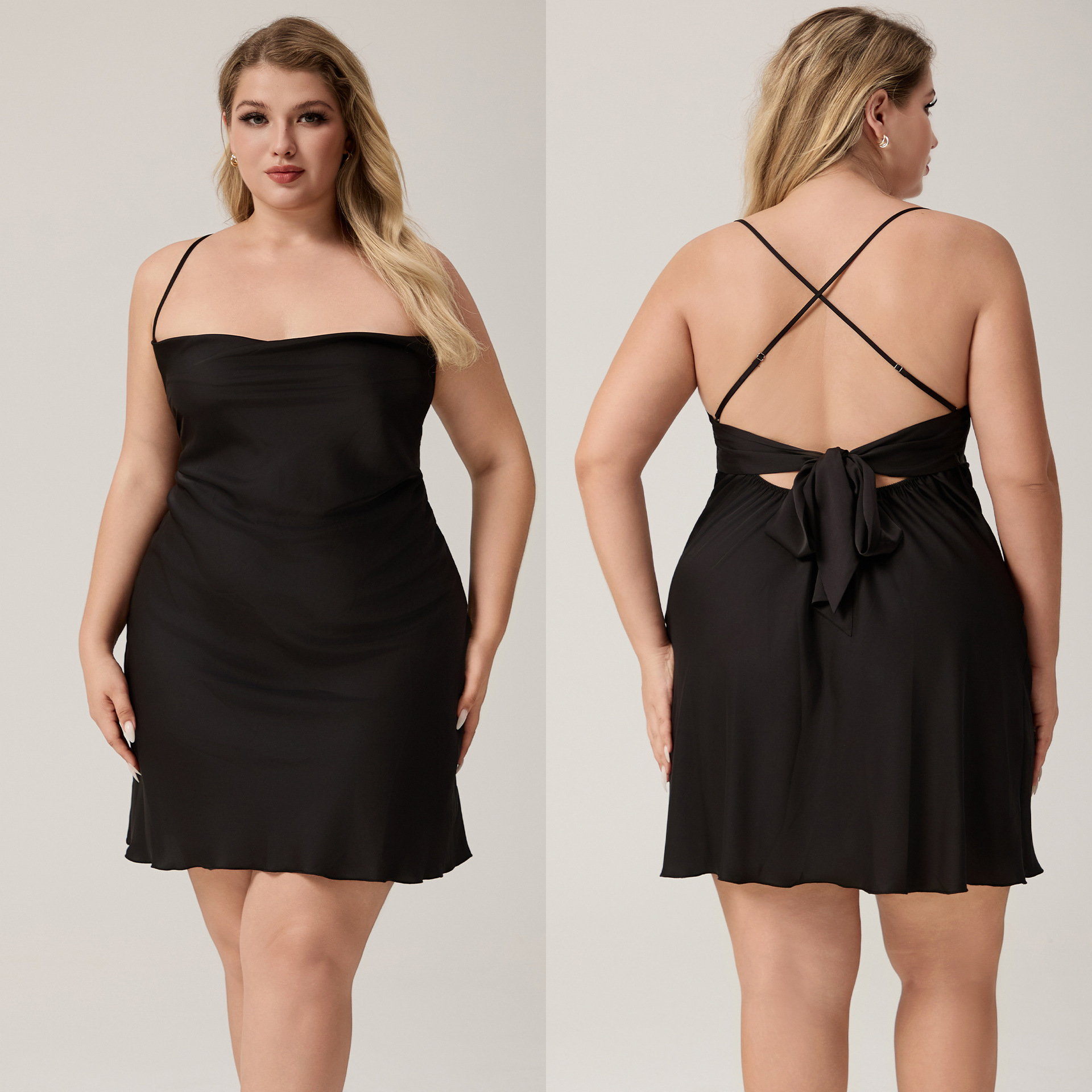 Yaoting pijamas de seda de hielo de tamaño grande simple y sexy vestido corto para el hogar de mujeres SQ7009