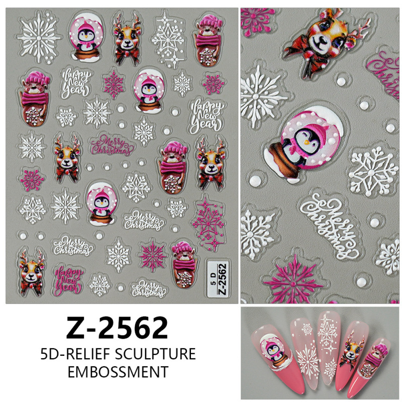 ヨーロッパとアメリカのクリスマスネイルアートステッカー漫画かわいい 5D 立体レリーフステッカー DIY ネイルアートアクセサリー子供のネイルステッカー|undefined