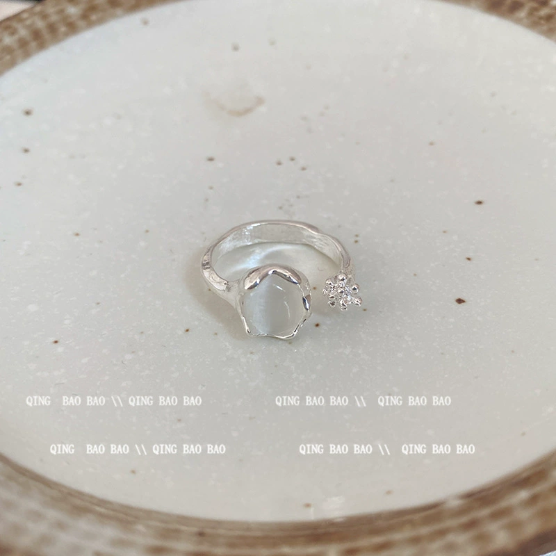 Ring adjustable, zircon micro-inlay, light-luxury simple elegant for index finger