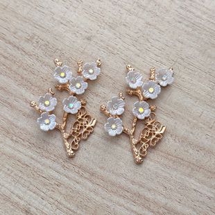 New antique diy bride fan pearl branch alloy jewelry accessories flower branch leaves hairpin diy material