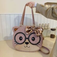 2025新款跨境秋冬大容量单肩斜挎潮流通勤百搭ins可爱风毛绒能装