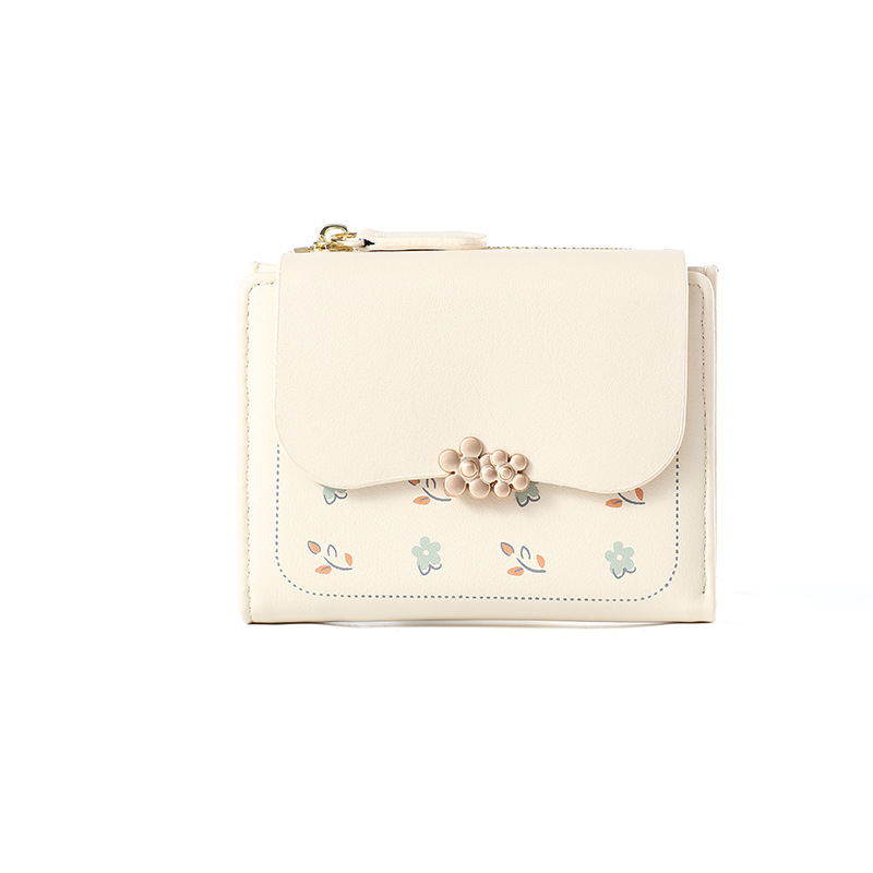 Nueva cartera de las mujeres corto simple impreso titular de la tarjeta 2024 billetera transfronteriza cremallera monedero al por mayor