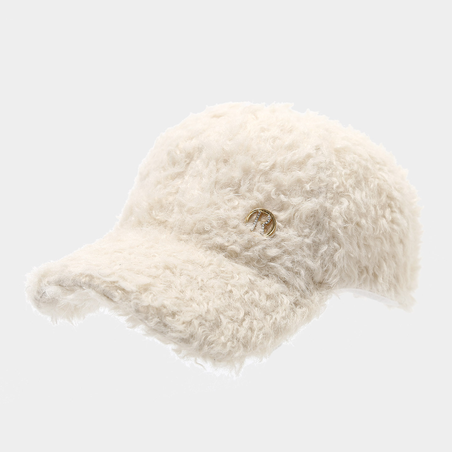 Commerce electrónico transfronterizo nueva letra R engrosada gorra de lengua de lana para mostrar la cara pequeña gorra de béisbol casual de compras de invierno al aire libre