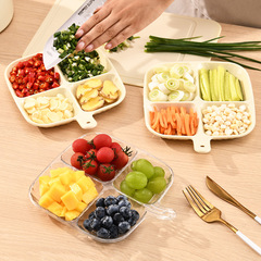 帶把手分格餐盤零食水果盤成人兒童減肥減脂餐具廚房家用配菜盤子