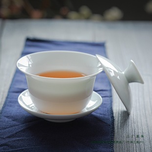 Covered Bowl Dehua White Porcelain Tea Set Complete Set of Kung Fu Ceramic Simple Teapot Tea Cup Tea Reception Home Workwear