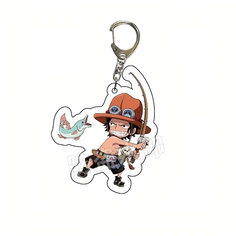 Acrylic One Piece double‑sided keychain, 6 cm, Luffy & crew characters, single or multi‑pack