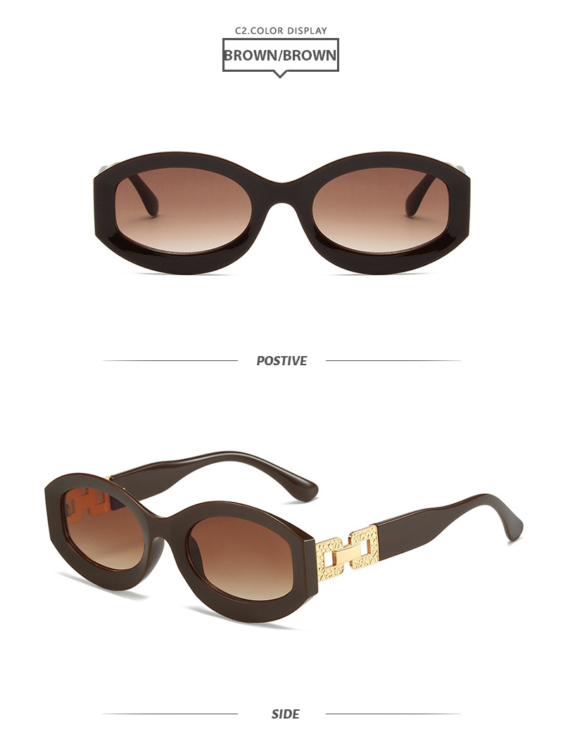 Full Frame Glasses Structure Retro Oval Ac UV400 Protection Oval Frame Full Frame Women's Sunglasses