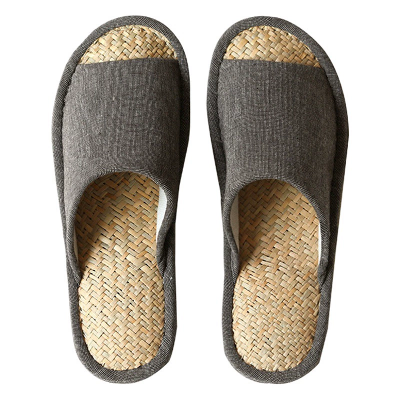 Летние сандалии и тапочки из хлопка и льна в японском стиле, крытые бесшумный пол из ротанга, бамбуковые тапочки из маланской травы для мужчин и женщин