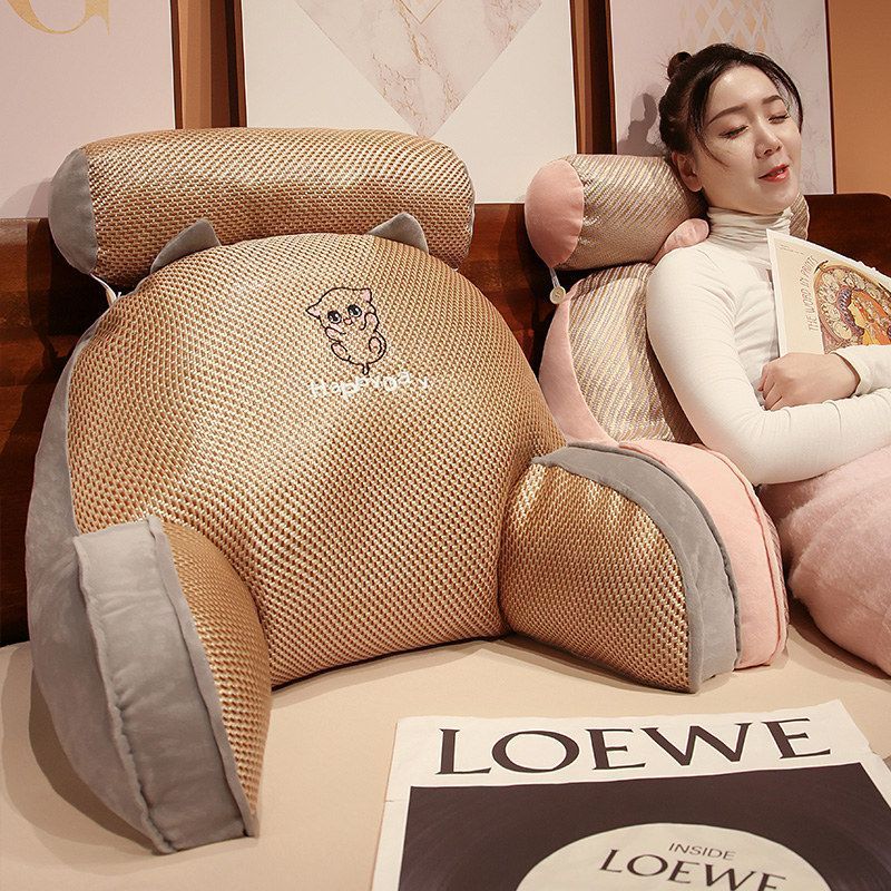 Estera de verano Cojín de cabecera Bolsa suave Almohada de respaldo grande Sofá de dormitorio Cama de lectura Almohada de cintura Almohada