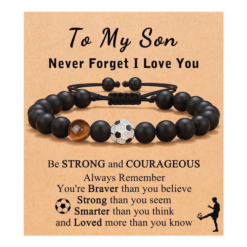 football beaded bracelet to my son gift black frosted coach football bracelet tiger eye baseball bracelet