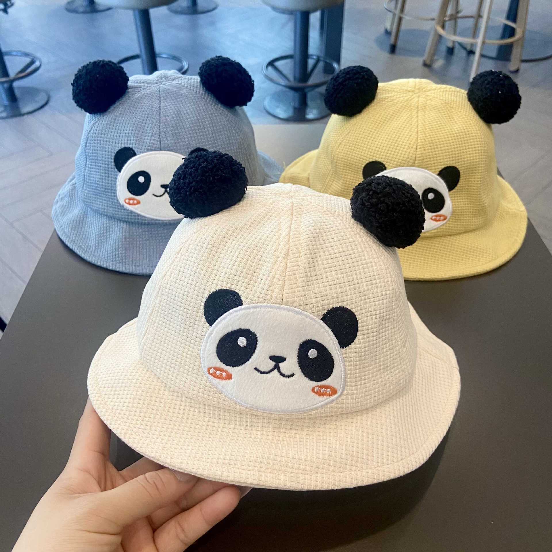 Sombreros para bebés primavera y otoño lindos super lindos niños panda sombrero para bebés coreanos sombrero de pescador de sombrero para niños de otoño