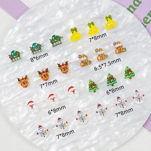 Cross-Border New Christmas Series Nail Art Accessories Elk Snowman Santa Claus Bell Wearable Nail Decoration