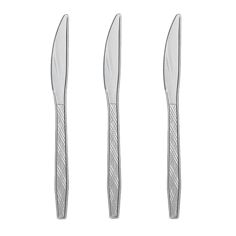 25 piezas transfronterizas Amazon PS desechable de plástico cuchillo, tenedor y cuchara vajilla de tres piezas conjunto de banquete de la torta del partido