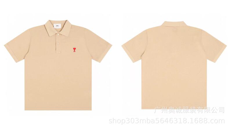 クロスボーダー 25ss ami POLO 小さな刺繍半袖カップルラウンドネックルーズスポーツカジュアル Tシャツ男性と女性用|undefined