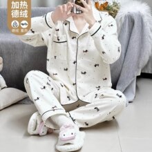 工厂直发新款冬季女士睡衣可爱波点小狗冬季加厚德绒家居服套装