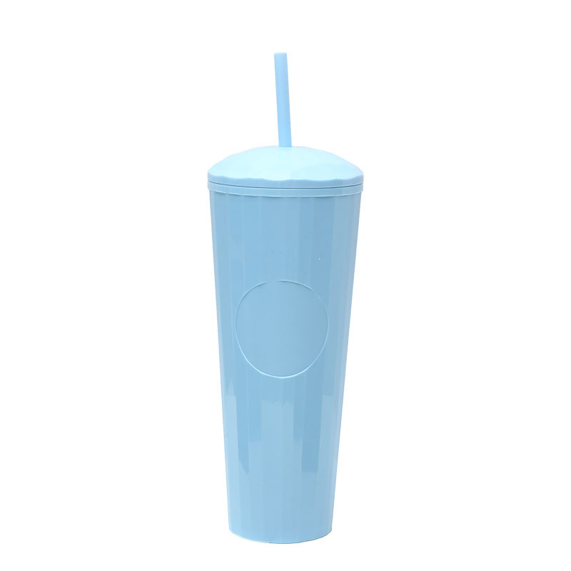 Suministro directo de fábrica nueva taza de bebida directa taza de agua spot taza de paja taza de plástico creativo femenino de verano taza de bebida fría portátil