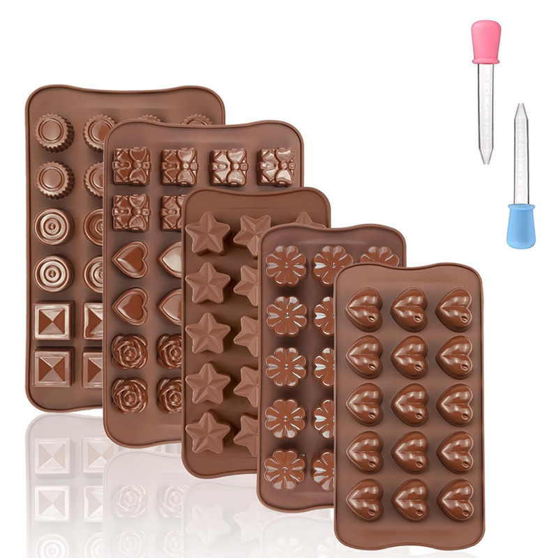 Molde de silicona de grado alimenticio para chocolate, bandeja de hielo con forma de corazón para dulces, molde para hornear pasteles, pudín y fondant