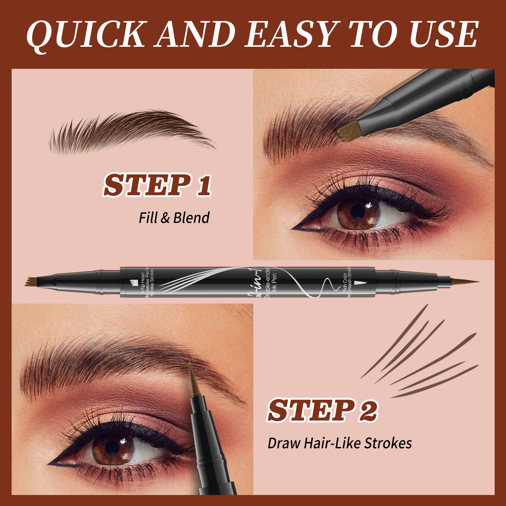 Amazon WakeAngel Four Fork Head Liquid Eyebrow Pen Two-in-One Makeup-Holding Eyebrow Pen Cross-Border Makeup
