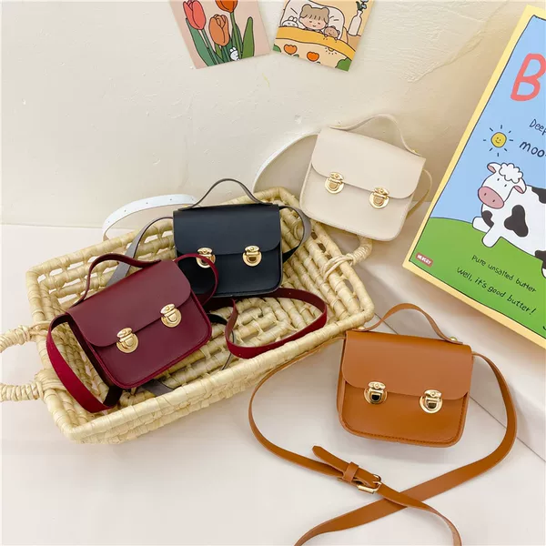 Korean Style Children's Small Bag Fashionable Girl's Retro PU Small Square Bag for Going Out with Children's Wear Girl's Mini Coin Purse