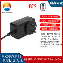 12V2A/12V3A印度规电源适配器按摩器电源BIS认证 IS302-1标准明鑫