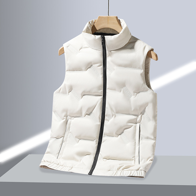 Abbigliamento maschile Gilet leggero in seta e cotone per uomo, gilet con collo alto, gilet in seta e cotone bianco, giacca casual in seta e cotone per uomo_voghion.com