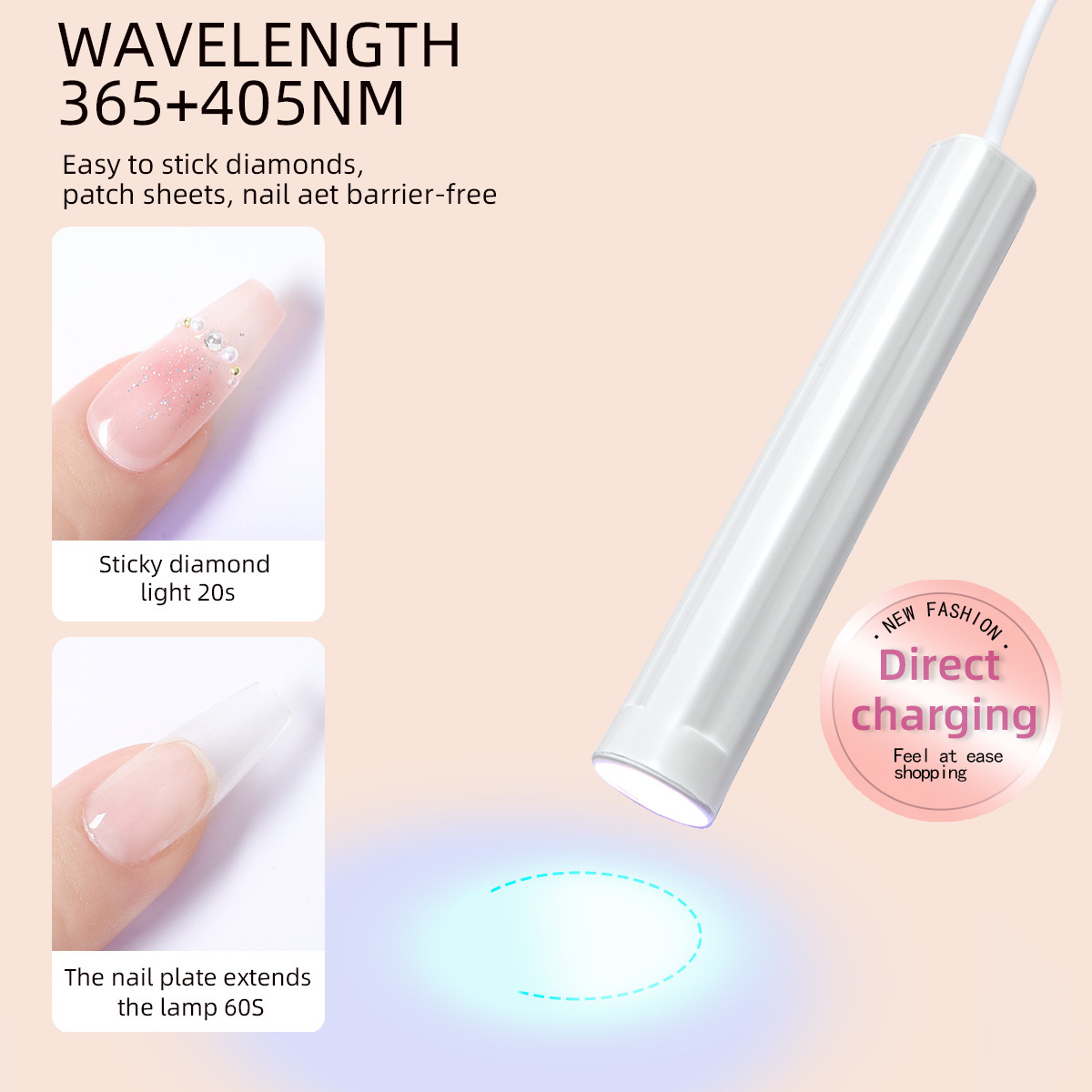 Lámpara de uñas de mano pequeña lámpara de uñas portátil plug-in Spotlight mini lámpara de fototerapia lámpara de cocción de uñas de secado rápido
