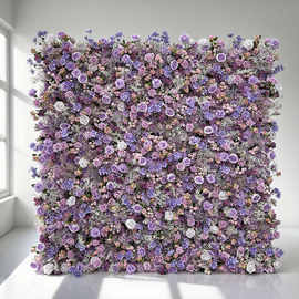 欧美紫色系婚庆仿真花墙背景装饰婚礼布置假花橱窗展厅花墙布置