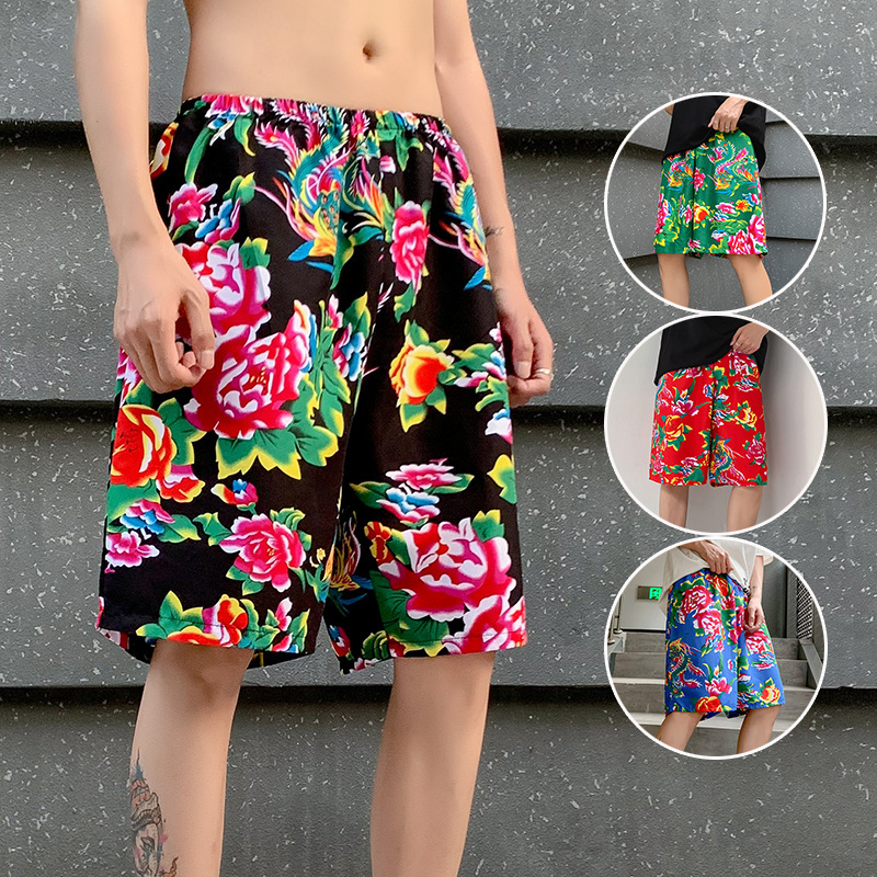 Dk2009 Summer New Unisex Large Floral Beach Shorts Plus Size Northeast Floral Shorts Team Shorts Sports Basketball Shorts