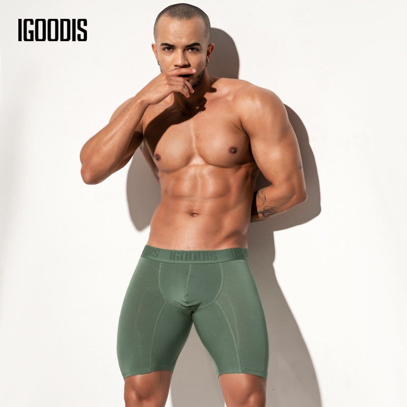 Men's Boxer Briefs Modal High Elastic Slim Sports Long Underwear Soft and Comfortable 5-Point Shorts U5120