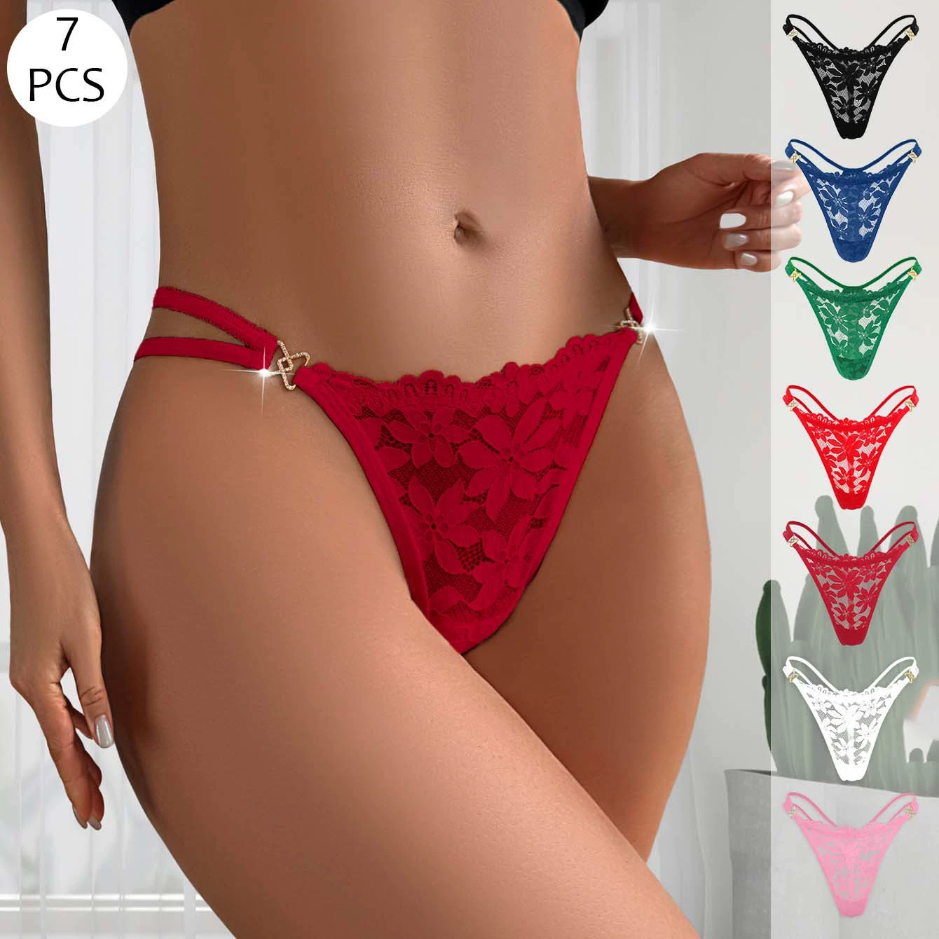 Внешняя торговля, трансграничные сексуальные стринги Amazon, горячий стиль, цветочное кружево, удобное металлическое нижнее белье в европейском и американском стиле для девочек, чистое желание