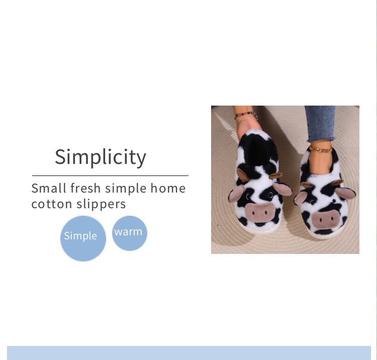 Vastag rajzfilm tehénprém táska pamut papuccsal otthoni beltéri meleg viselet és csúszásmentes_voghion.com