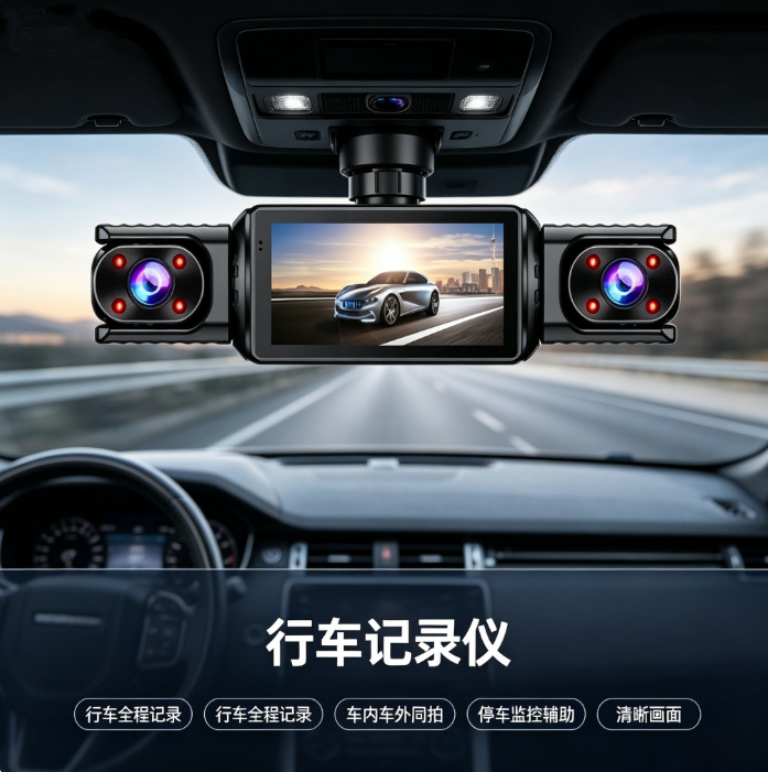 Cross-border new three-lens 1080P dashcam with WiFi connectivity 3.16inch night vision car camera