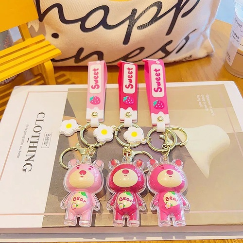 Internet celebrity Strawberry Bear cartoon key chain doll trinket exquisite key pendant car bag pendant key chain