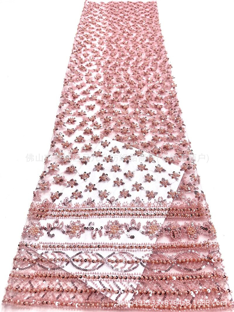 Moda vestido de noche especial bordado tela de perlas de sequilla tela de flor de fabricación directa de ropa de gama alta