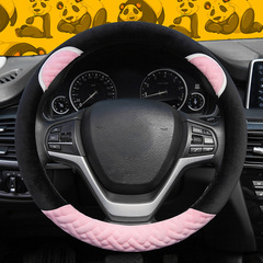 Winter Fleece Car Steering Wheel Cover Cartoon Cute Rabbit Car Handle Cover Plush Factory Direct Sale One Piece Drop Shipping
