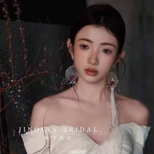 新款手作贝壳花朵流苏耳环新娘结婚纱礼服旅拍样片造型配饰耳饰品