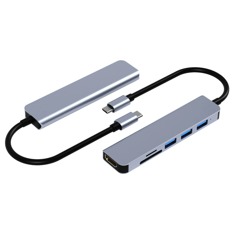 Алюминиевый корпус Type-C на HDMI/USB/TF/SD шести-в-одном многофункциональный хаб-расширитель для ноутбука