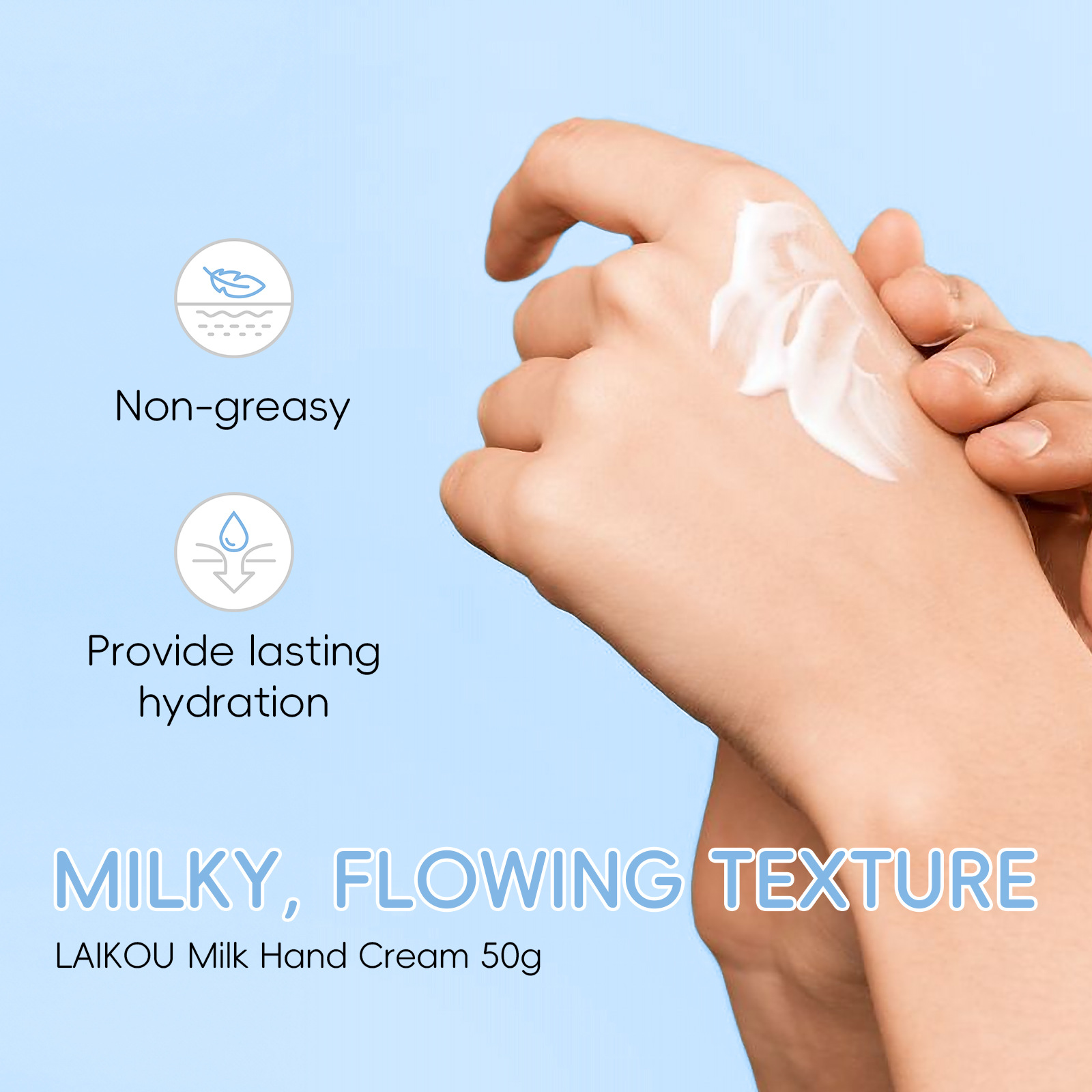 The new cross-border product LAIKOU Milk Hand cream 50G and Cream hydrates, moisturizes and nourishes the skin on hands undefined