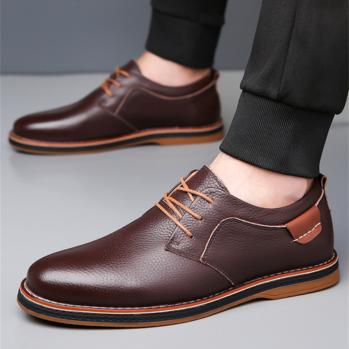 Bestselling Men's Leather Shoes Wide Size Fashion Business Casual Hand-sewn Men's Shoes Soft Sole