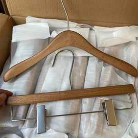 服装店专用胡桃木色衣架实木女装童装店衣挂成人陈列裤架木质衣撑