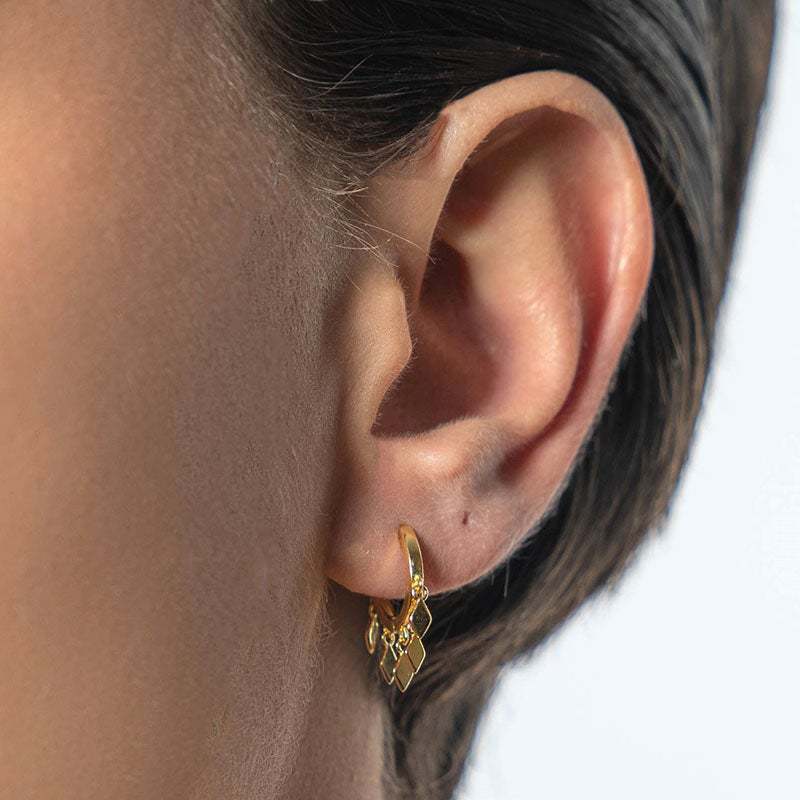 Boucles D&#39;oreilles En Cuivre À Goujons Simples En Forme De Losange Pour Femmes display picture 3