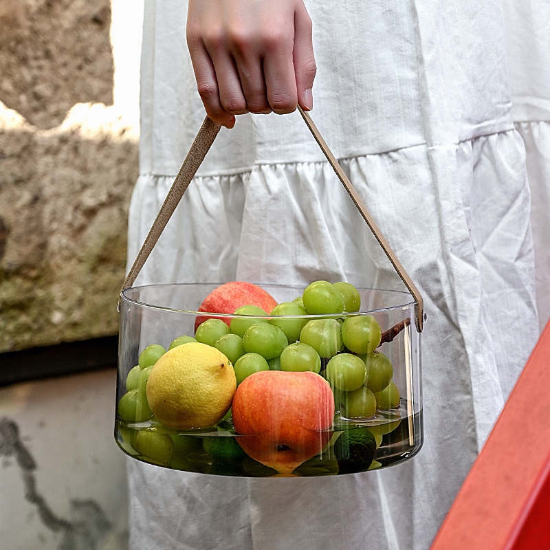 Transparent Fruit Bucket New Creative Household Ice Bucket Portable Basket Plastic Fruit Plate Ice Bucket Outdoor Picnic Basket