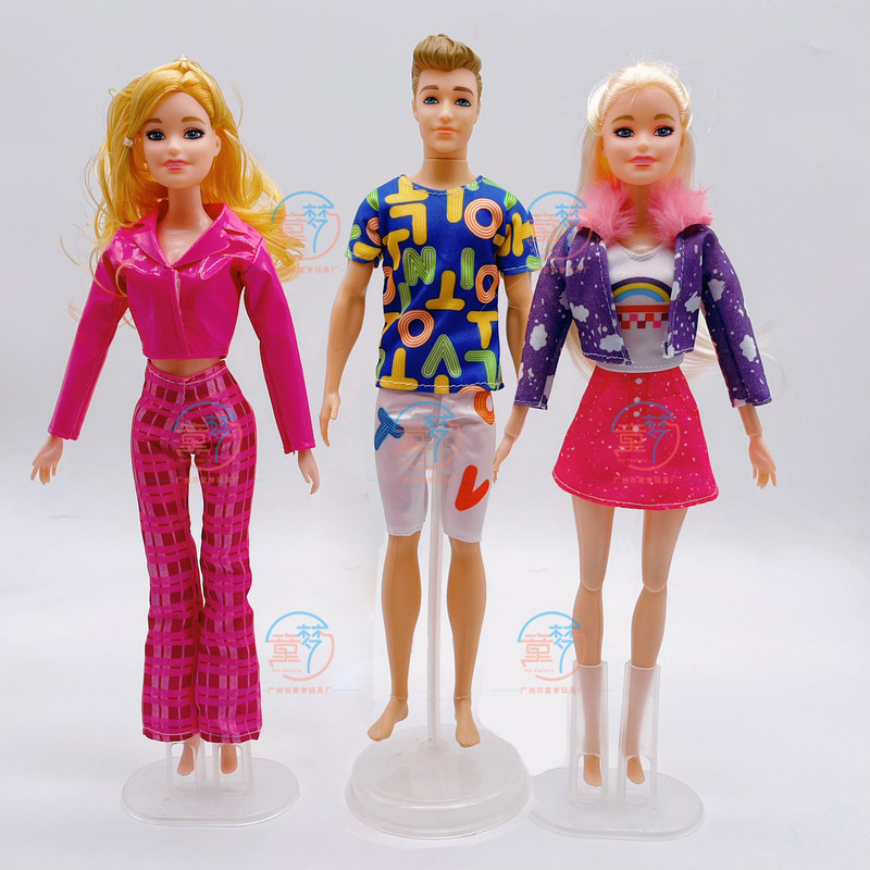 30cm 11inch Barbie Doll Fashion Clothing Accessories Dress-Up Doll Clothes Fashion Leather Jacket Pants Coat Ken Prince