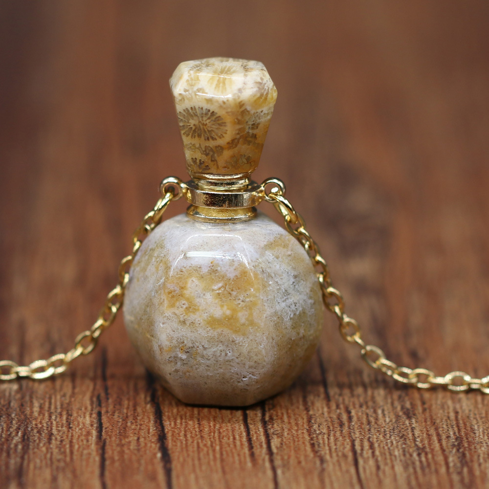 18g Weight Pendant Necklace Classification cable chain Chain Type 1 Piece Quantity Daily Occasion natural stone Material Perfume Bottle Pattern All Seasons Season Unisex Gender Classic Style Style Classic Style Perfume Bottle Natural Stone Cable Chain Pendant Necklace In Bulk 7