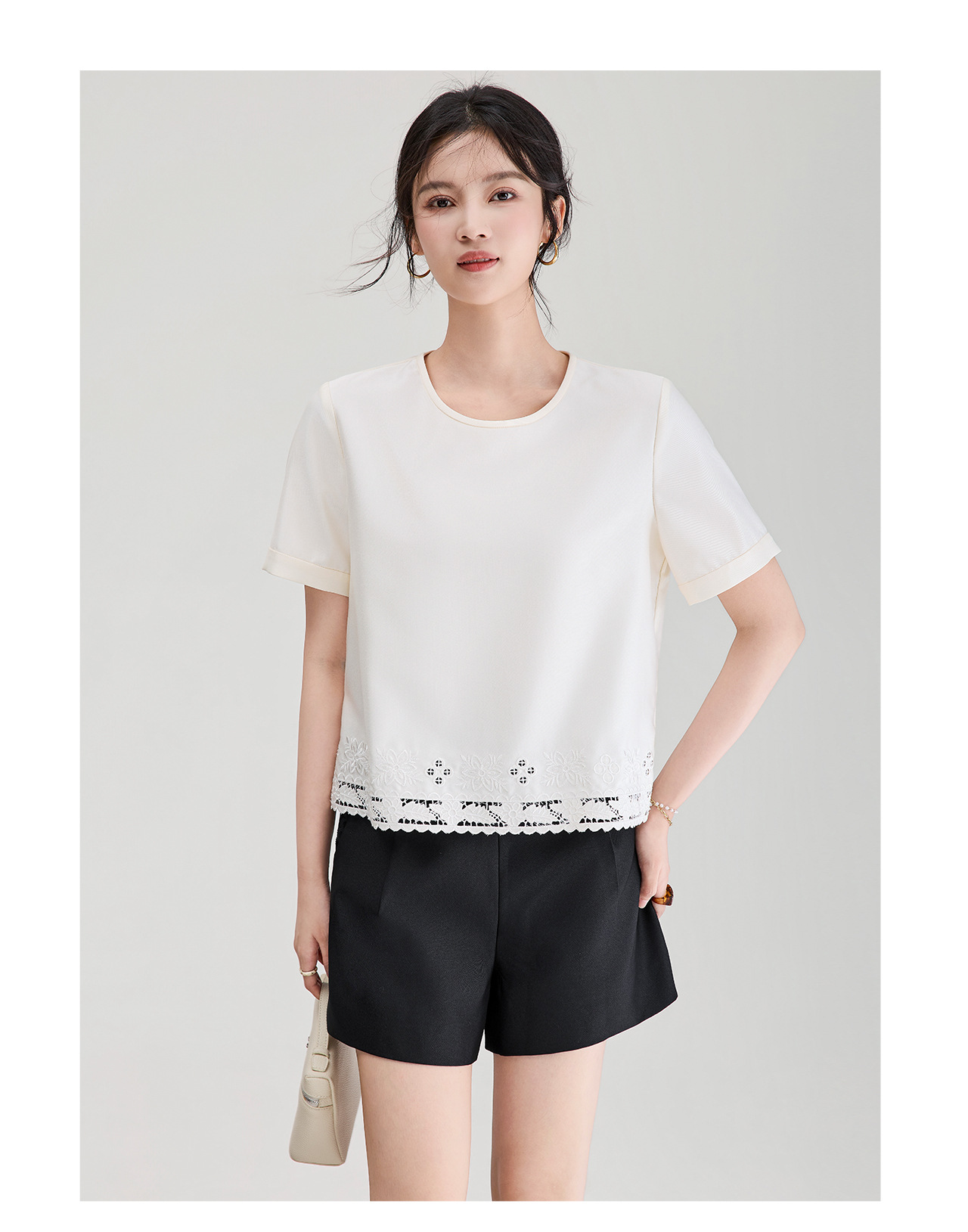 Quần short nữ cạp ren sóng thiết kế mới mùa hè — màu đen chi tiết 16