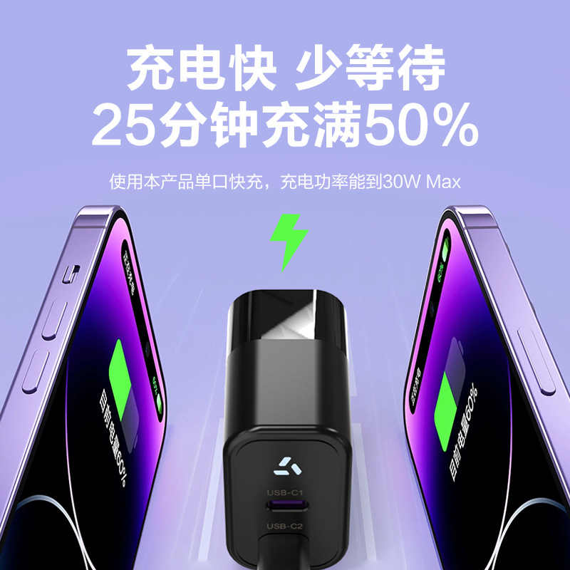 El estándar americano ETL certificó el cargador dual del nitruro del galio del C-puerto para la cabeza de carga rápida estupenda del teléfono móvil de Apple 15 Huawei