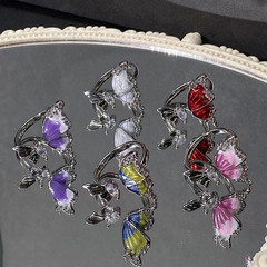 法式甜酷蝴蝶ins高級感開口戒滴油個性閃鑽琺瑯小眾設計極簡指環